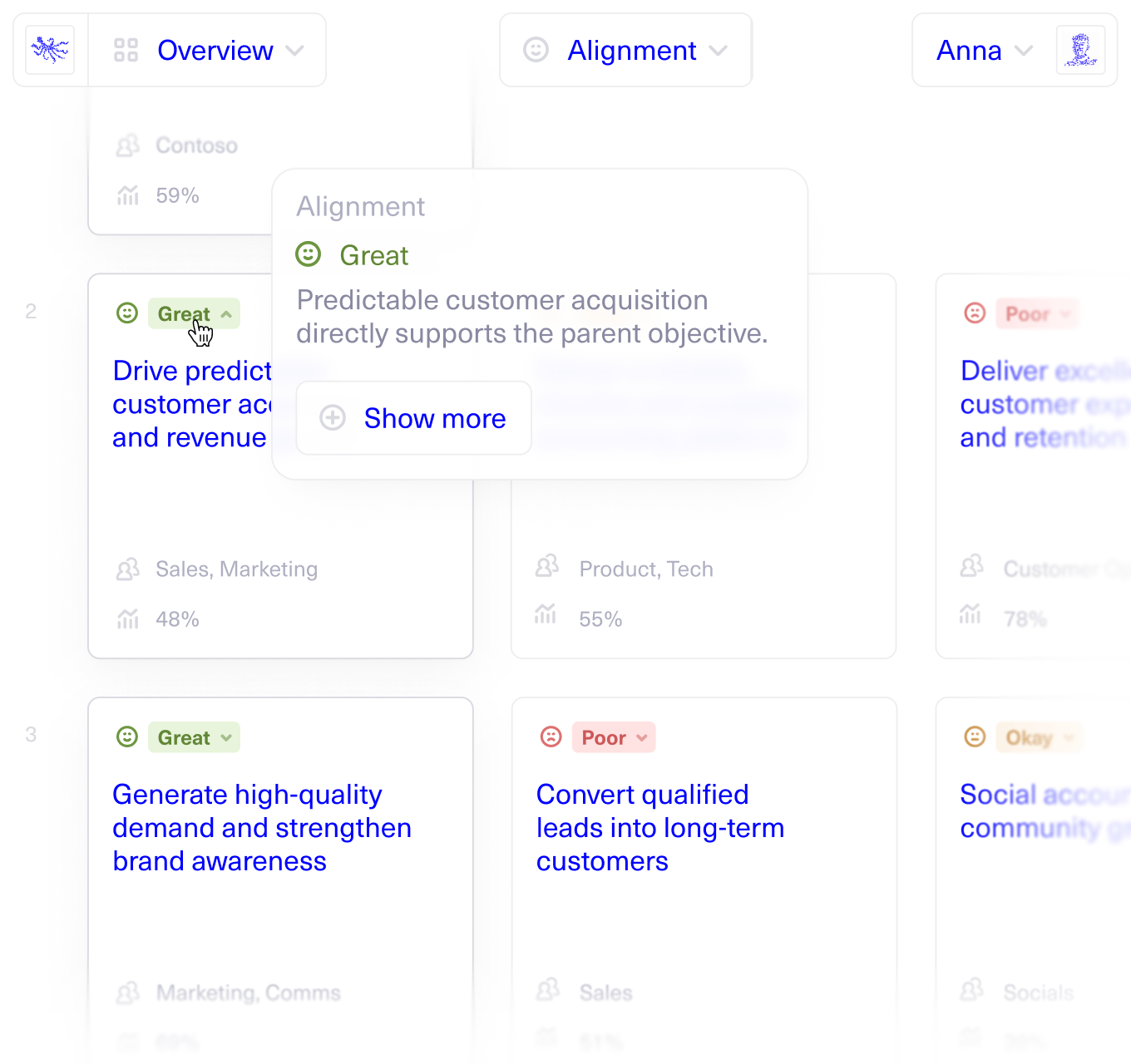 A screenshot from the Myta app showing the Alignment feature
